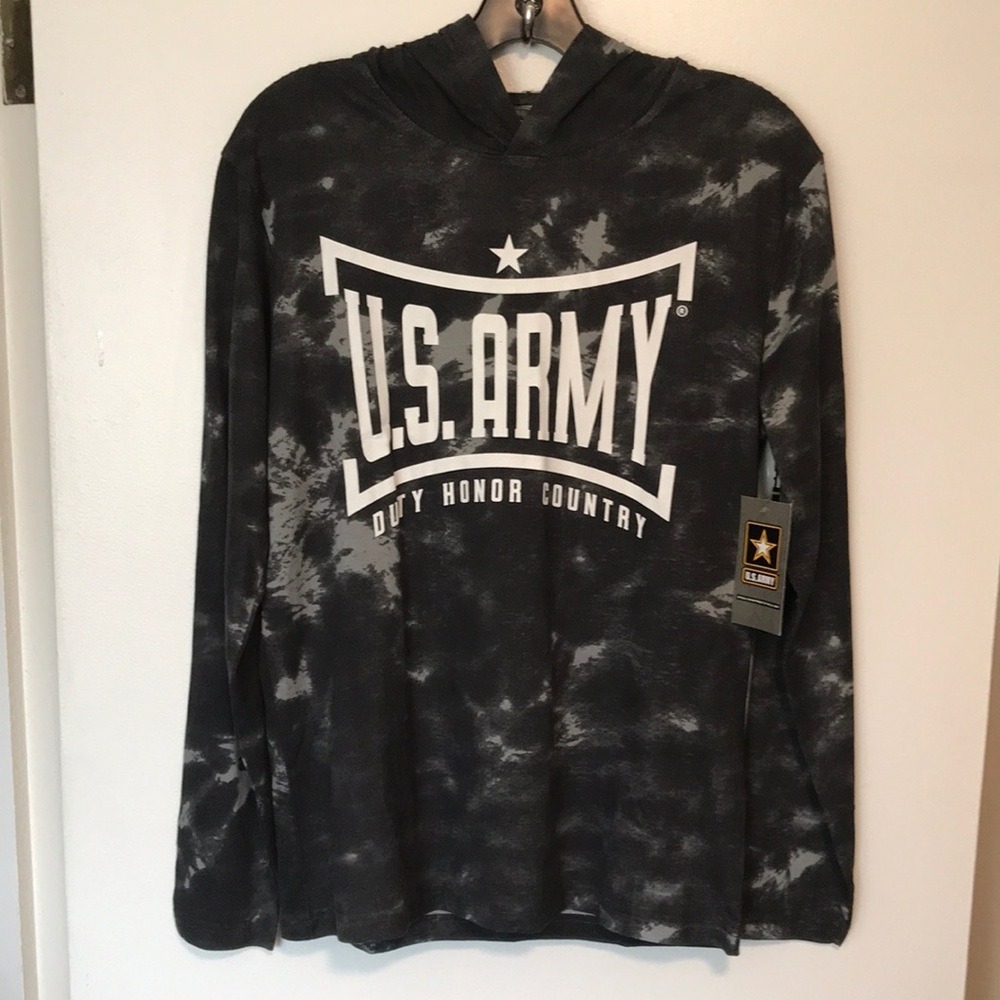 NEW U.S. Army Black Tie-Dye‎ Hoodie Tee